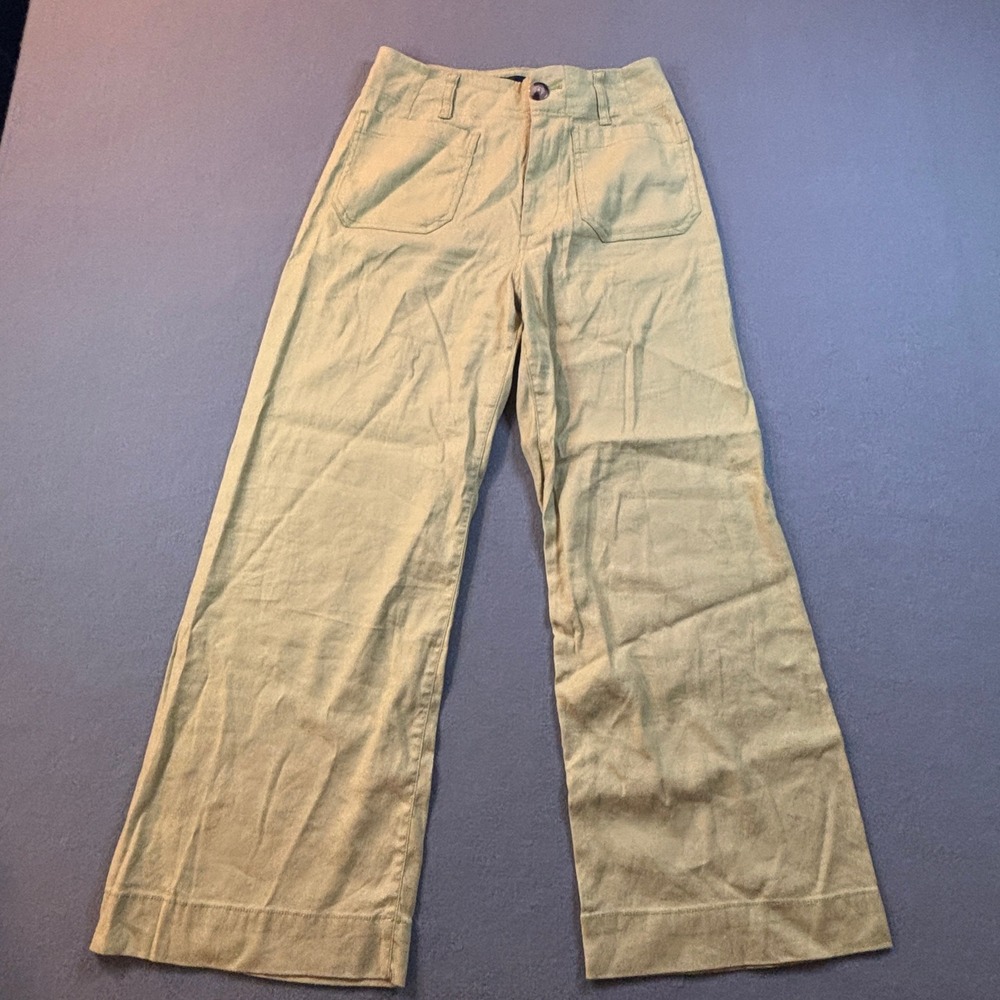 Maeve Anthropologie The Colette Wide Leg Pants Womens 27 Yellow Linen Blend